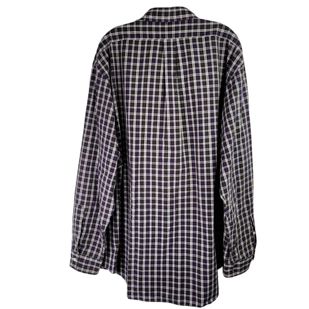 Polo Ralph Lauren Oxford Shirt Men's XXL 18 Plaid Yarmouth Button Down Blue